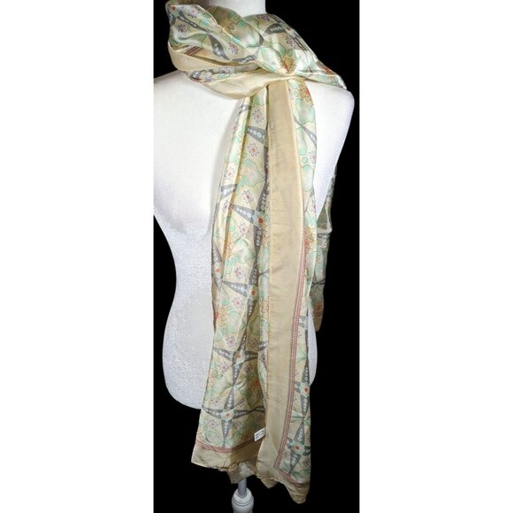 Vintage Retro Floral Pastel Yellow Scarf/Shawl/Wrap - Picture 5 of 8